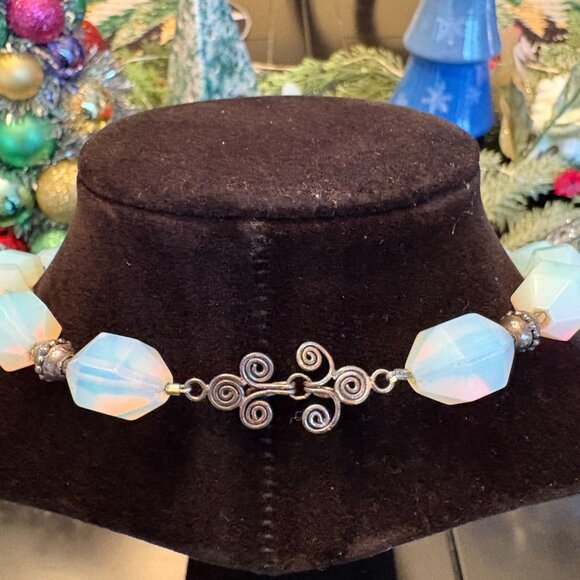 Opalite and Sterling Silver Choker Necklace - Picture 4 of 4